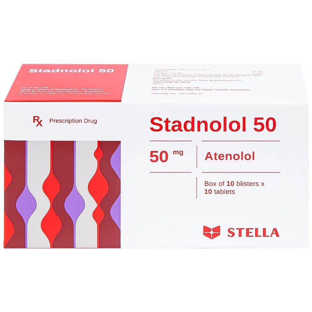 Hình ảnh Thuốc Stadnolol 50 Stella điều trị tăng huyết áp, đau thắt ngực mạn tính ổn định (10 vỉ x 10 viên) 