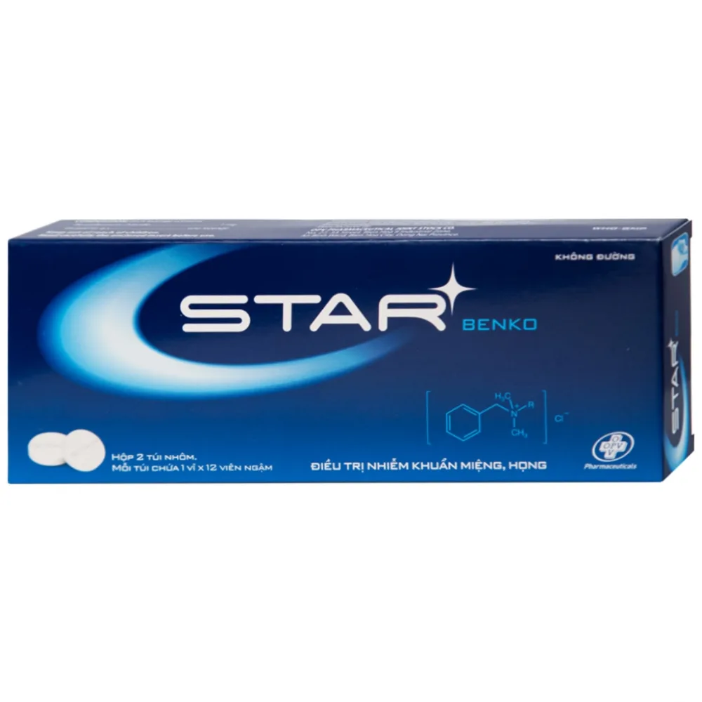 Hình ảnh Viên ngậm Star Benko OPV điều trị nhiễm khuẩn miệng, họng (2 vỉ x 12 viên)