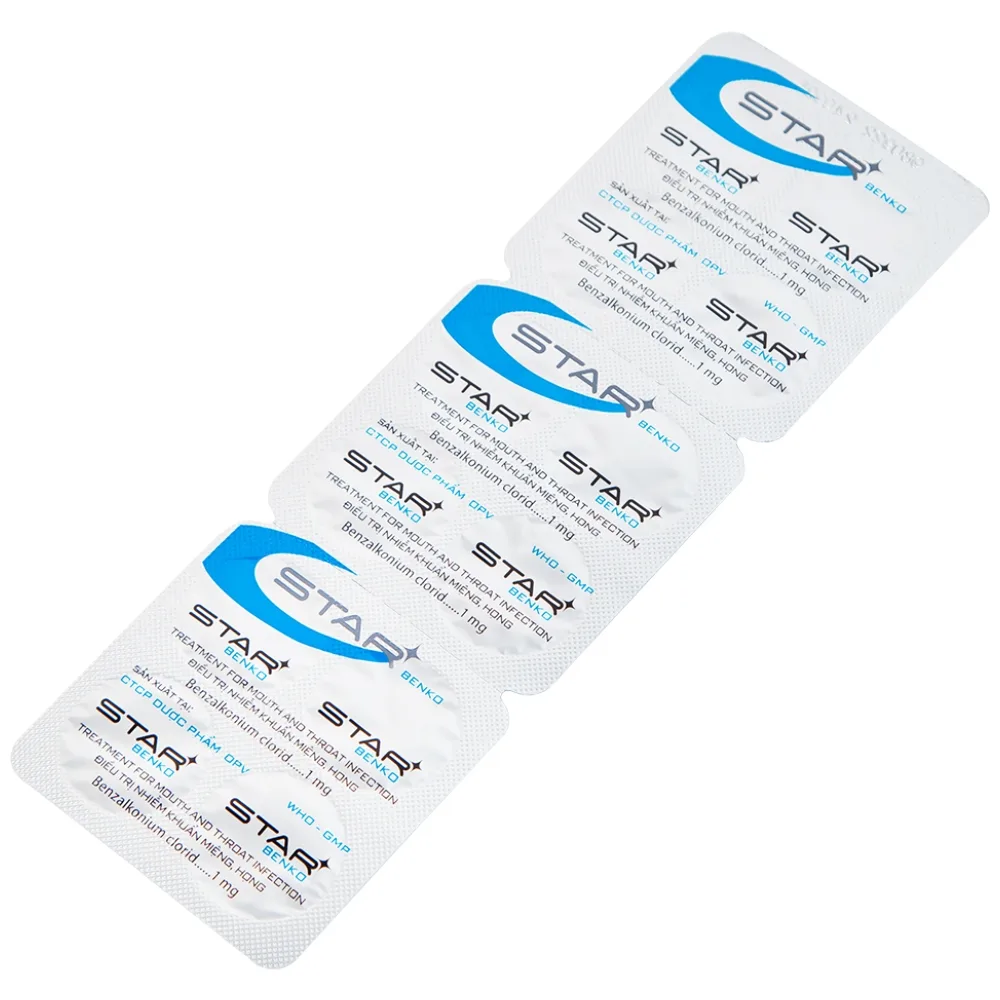 Hình ảnh Viên ngậm Star Benko OPV điều trị nhiễm khuẩn miệng, họng (2 vỉ x 12 viên)