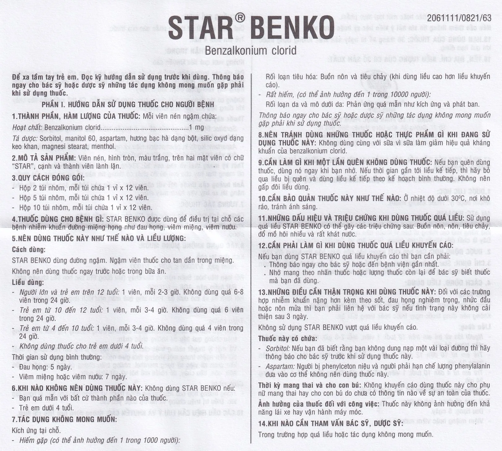 Hình ảnh Viên ngậm Star Benko OPV điều trị nhiễm khuẩn miệng, họng (2 vỉ x 12 viên)