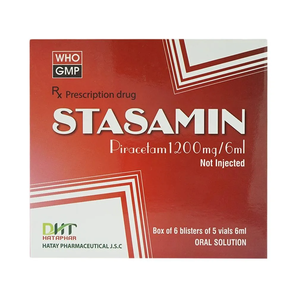 Hình ảnh Dung dịch Stasamin 1200mg/6ml Hataphar điều trị triệu chứng chóng mặt (6 vỉ x 5 ống x 6ml)