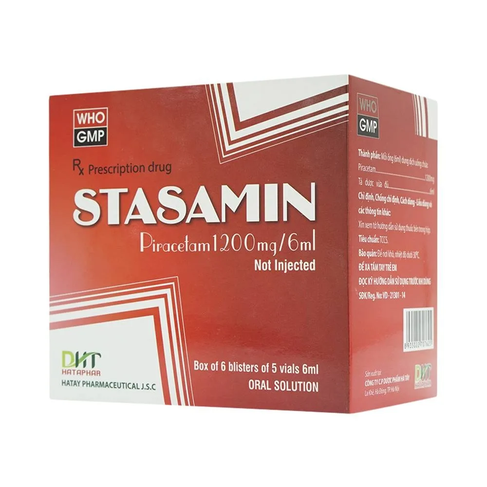 Hình ảnh Dung dịch Stasamin 1200mg/6ml Hataphar điều trị triệu chứng chóng mặt (6 vỉ x 5 ống x 6ml)