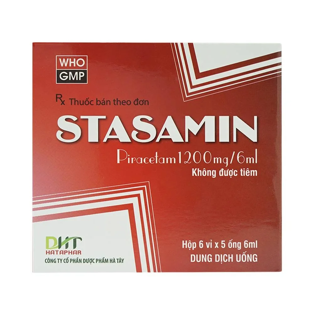 Hình ảnh Dung dịch Stasamin 1200mg/6ml Hataphar điều trị triệu chứng chóng mặt (6 vỉ x 5 ống x 6ml)