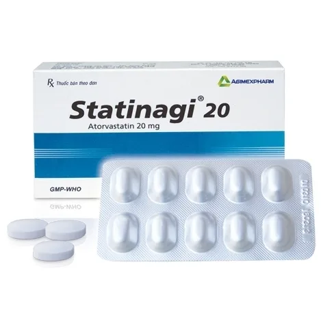 Hình ảnh Thuốc Statinagi 20 Agimexpharm điều trị tăng cholesterol máu (3 vỉ x 10 viên)