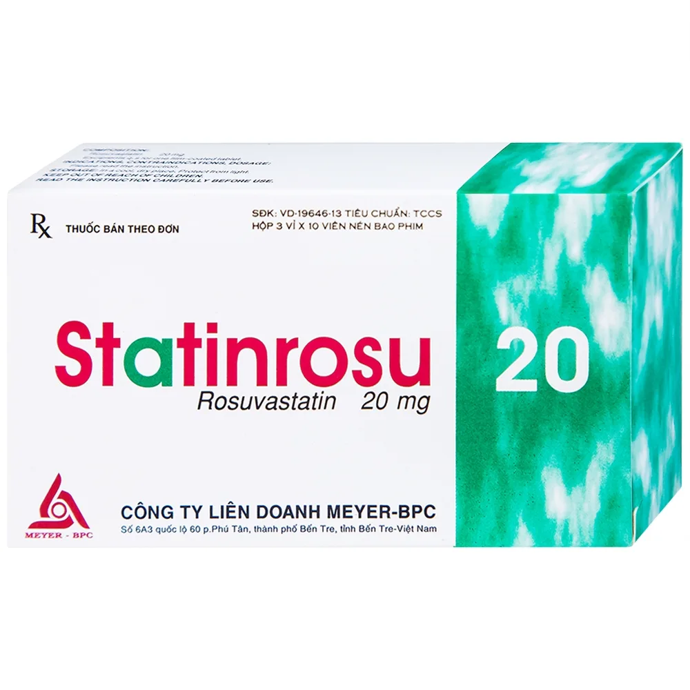 Hình ảnh Thuốc Statinrosu 20 Meyer điều trị tăng cholesterol máu nguyên phát (3 vỉ x 10 viên)