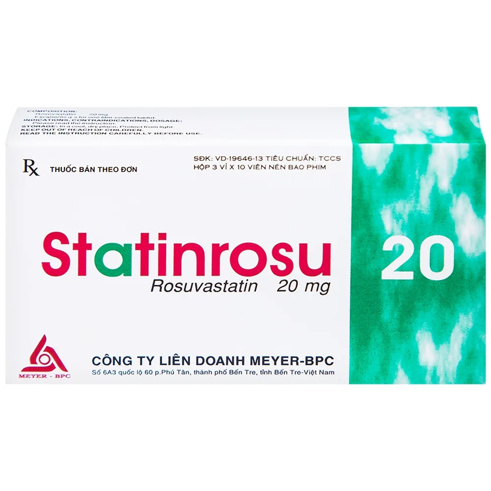 Hình ảnh Thuốc Statinrosu 20 Meyer điều trị tăng cholesterol máu nguyên phát (3 vỉ x 10 viên)