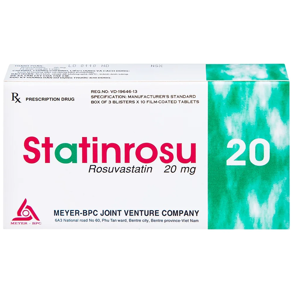 Hình ảnh Thuốc Statinrosu 20 Meyer điều trị tăng cholesterol máu nguyên phát (3 vỉ x 10 viên)