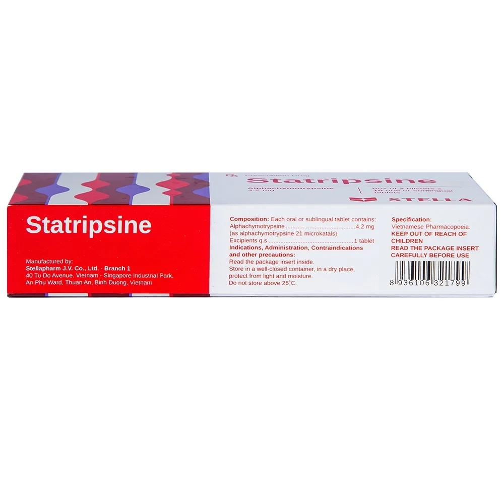Hình ảnh Thuốc Statripsine Stella điều trị phù nề sau chấn thương (2 vỉ x 10 viên)