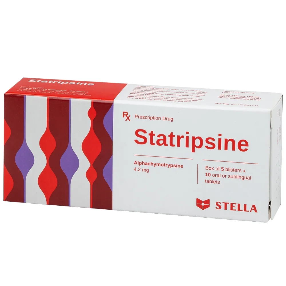 Hình ảnh Thuốc Statripsine Stella điều trị phù nề sau chấn thương (5 vỉ x 10 viên)
