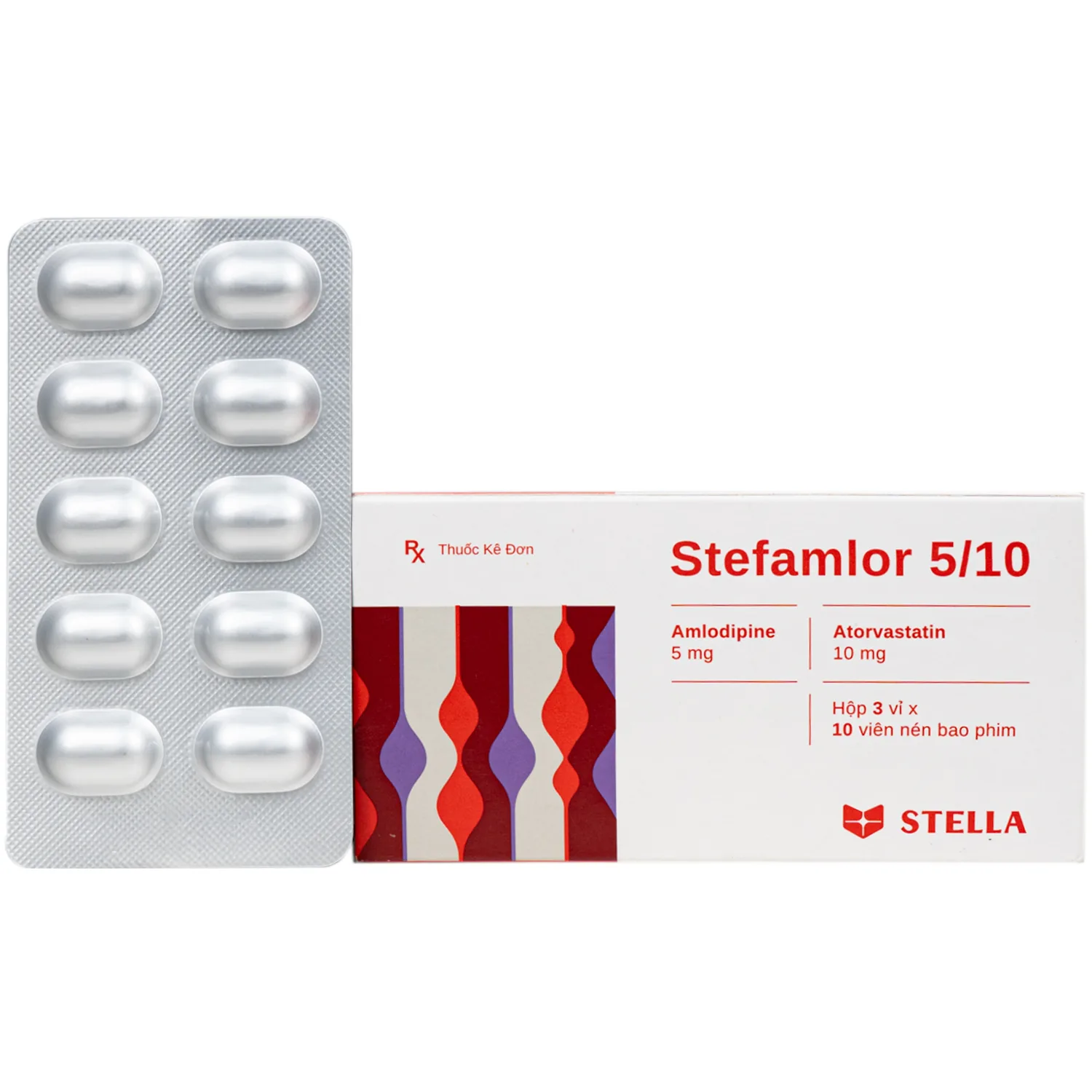 Hình ảnh Thuốc Stefamlor 5mg/10mg Stella điều trị các biến cố tim mạch ở bệnh nhân tăng huyết áp có kèm theo rối loạn lipid máu (3 vỉ x 10 viên)