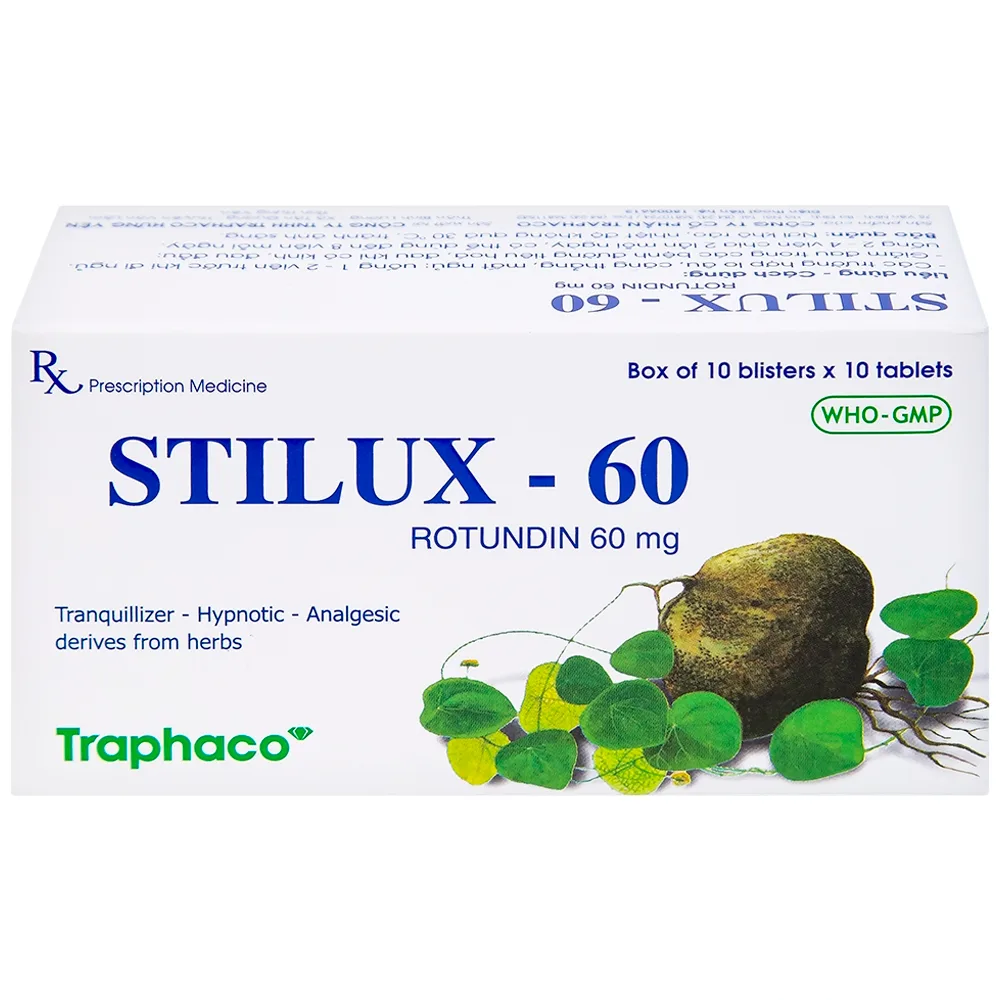 Hình ảnh Thuốc Stilux-60 Traphaco dùng lo âu, căng thẳng, mất ngủ (10 vỉ x 10 viên) 