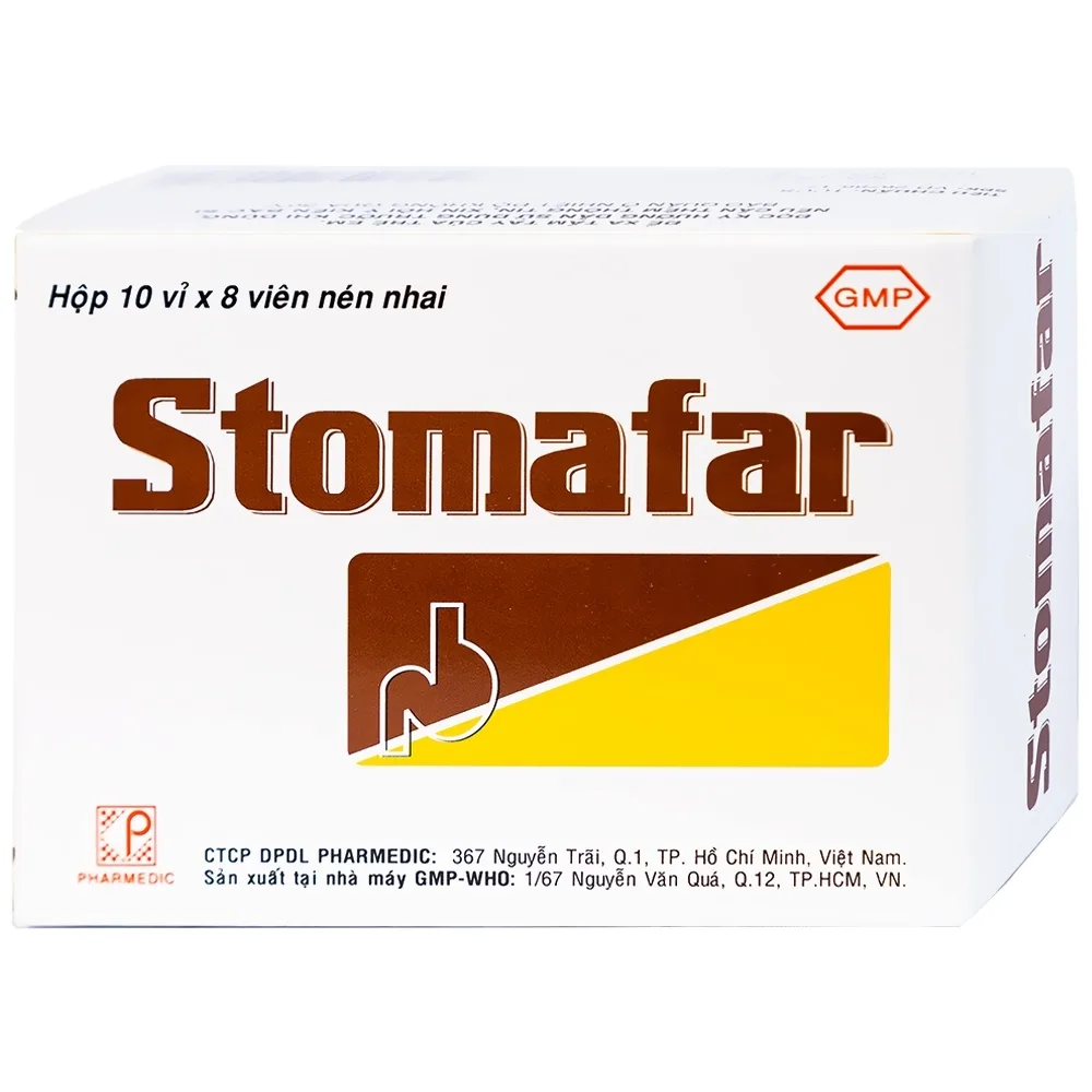 Hình ảnh Viên nhai Stomafar Pharmedic điều trị trung hòa acid dạ dày (10 vỉ x 8 viên)