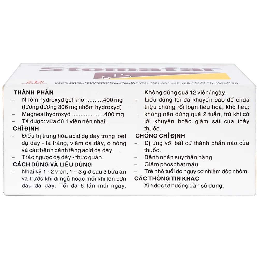 Hình ảnh Viên nhai Stomafar Pharmedic điều trị trung hòa acid dạ dày (10 vỉ x 8 viên)