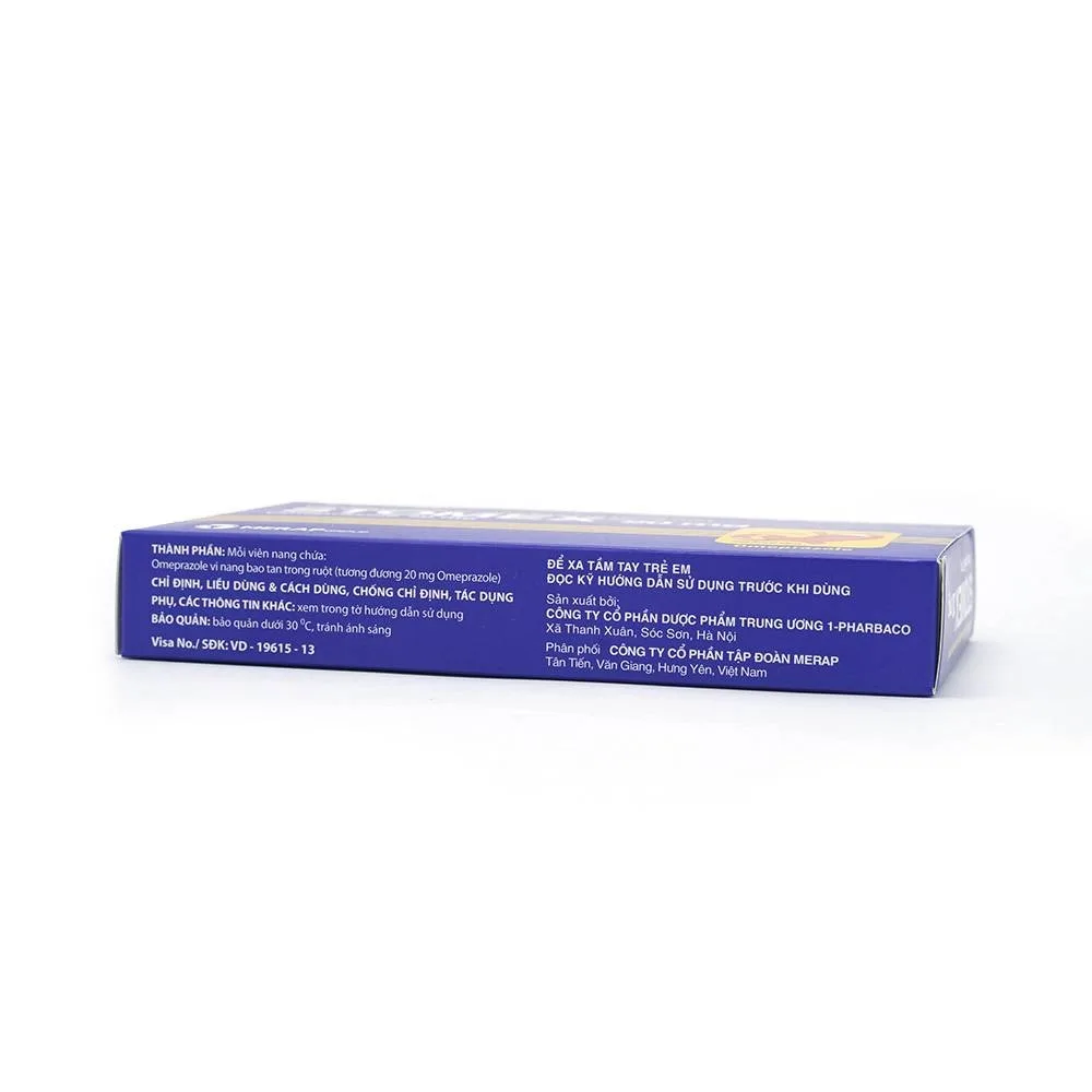 Hình ảnh Thuốc Stomex 20mg Pharbaco điều trị trào ngược dạ dày, thực quản (2 vỉ x 7 viên)