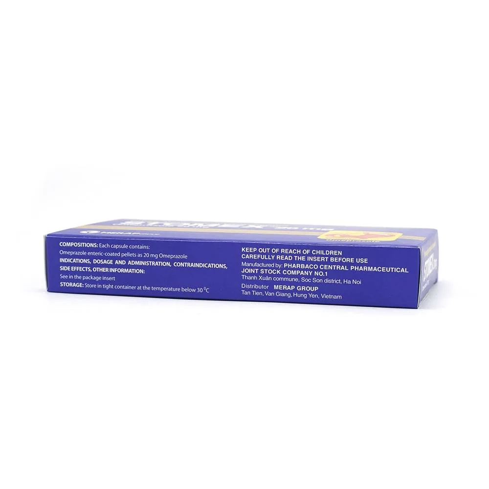 Hình ảnh Thuốc Stomex 20mg Pharbaco điều trị trào ngược dạ dày, thực quản (2 vỉ x 7 viên)