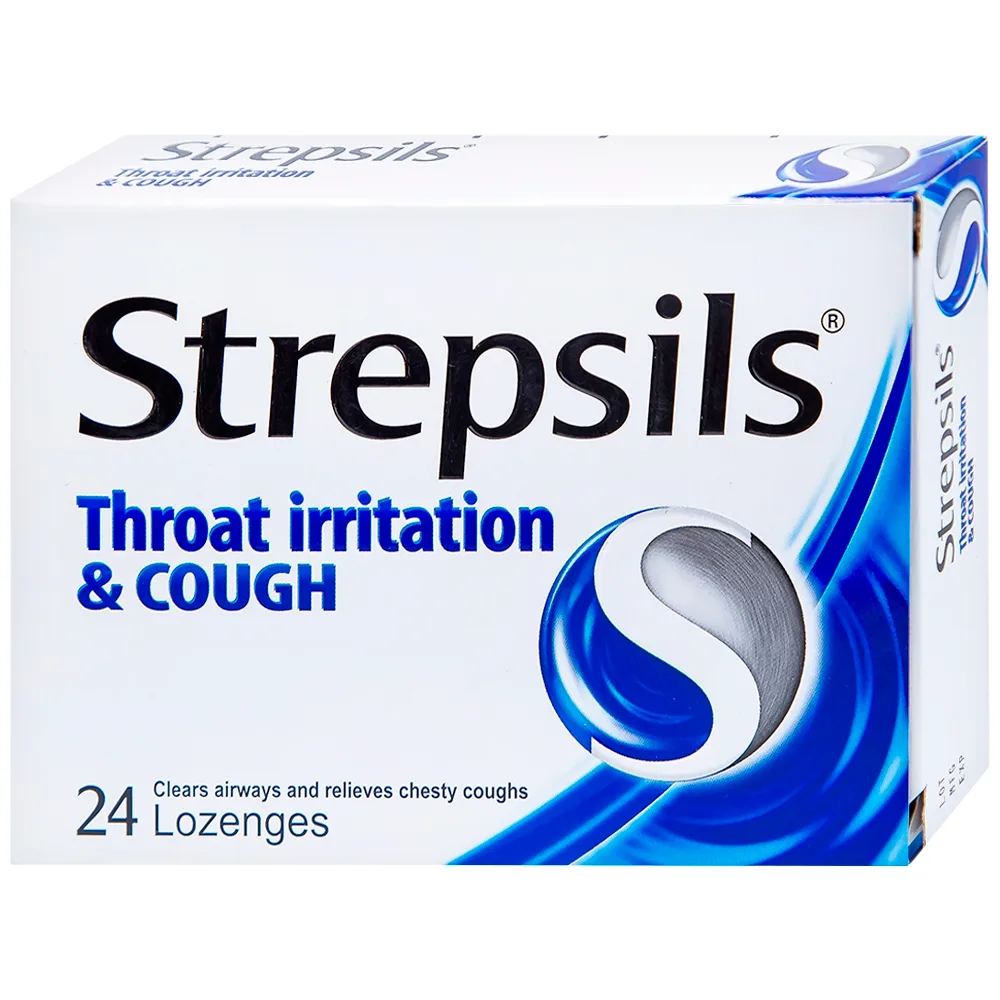 Hình ảnh Viên ngậm Strepsils Throat Irritation & Cough Reckitt Benckiser giúp làm sạch đường thở và kiểm soát ho (2 vỉ x 12 viên)