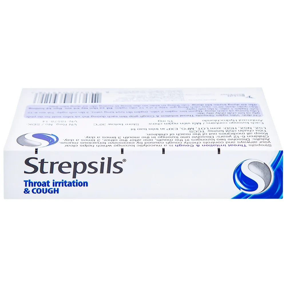 Hình ảnh Viên ngậm Strepsils Throat Irritation & Cough Reckitt Benckiser giúp làm sạch đường thở và kiểm soát ho (2 vỉ x 12 viên)