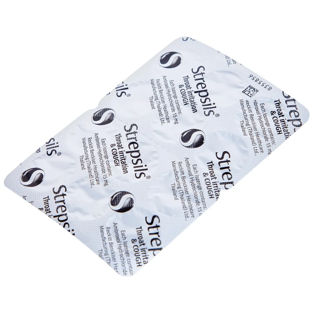 Hình ảnh Viên ngậm Strepsils Throat Irritation & Cough Reckitt Benckiser giúp làm sạch đường thở và kiểm soát ho (2 vỉ x 12 viên)