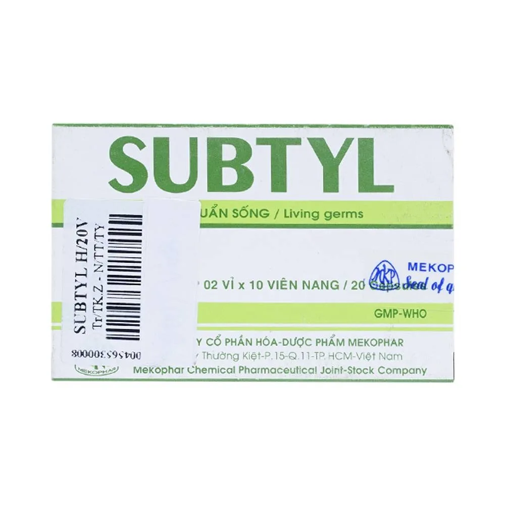 Hình ảnh Thuốc Subtyl Mekophar điều trị tiêu chảy, viêm ruột (2 vỉ x 10 viên)