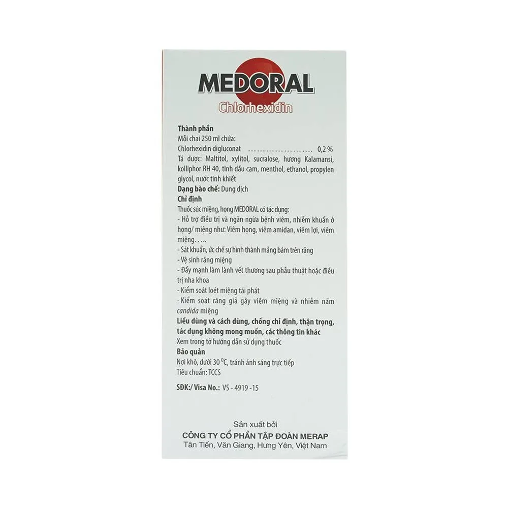 Hình ảnh Dung dịch súc miệng Medoral điều trị và ngăn ngừa viêm họng, viêm amidan (250ml)