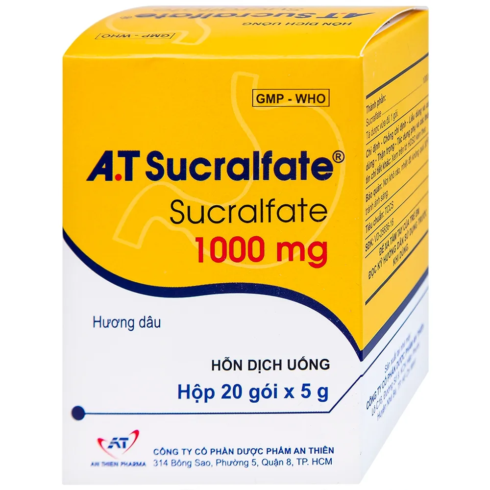 Hình ảnh Hỗn dịch uống A.T Sucralfate 1000mg An Thiên điều trị loét dạ dày tá tràng (20 gói x 5g)