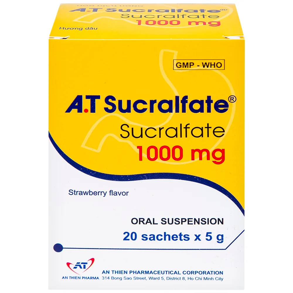 Hình ảnh Hỗn dịch uống A.T Sucralfate 1000mg An Thiên điều trị loét dạ dày tá tràng (20 gói x 5g)