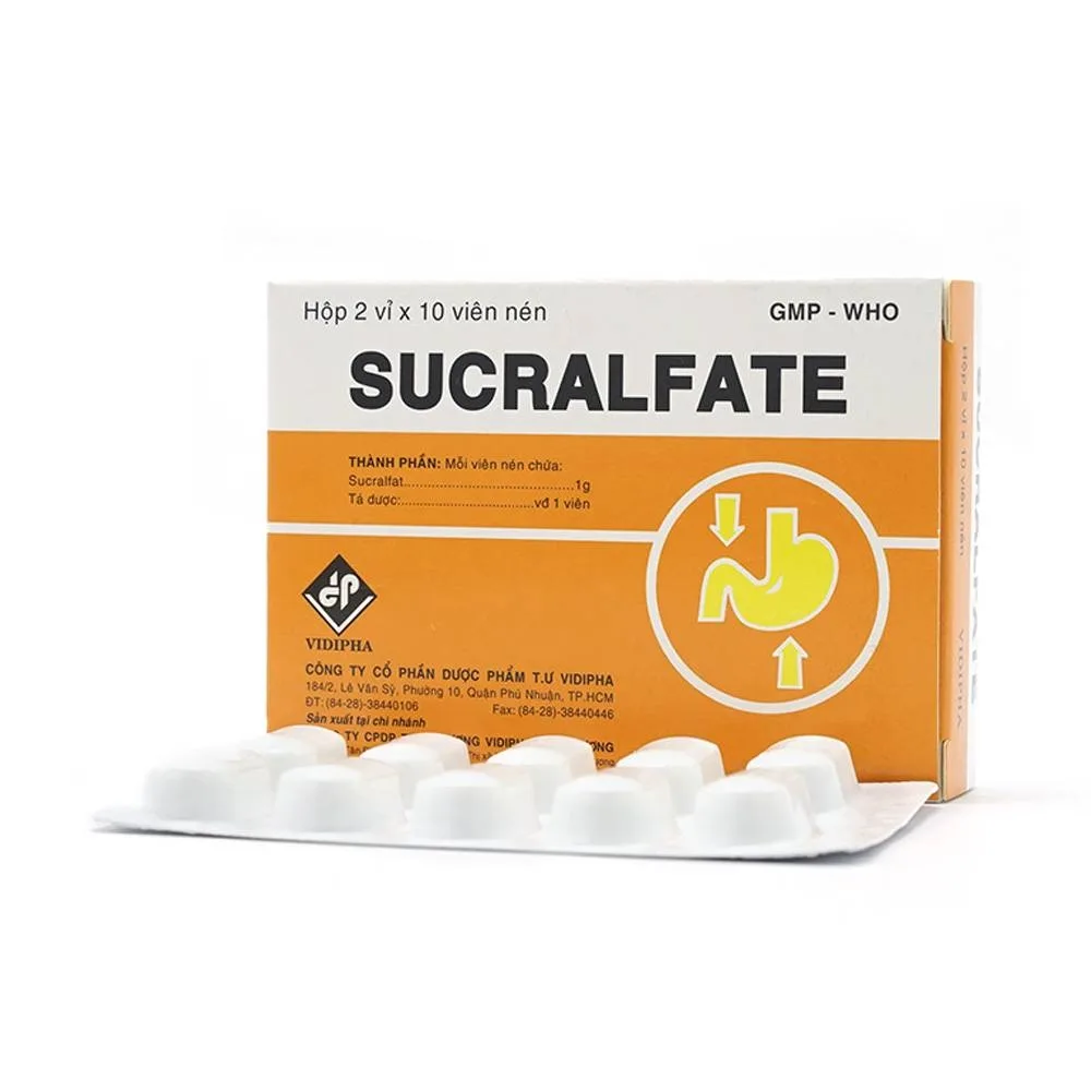 Hình ảnh Thuốc Sucralfate Vidipha điều trị loét tá tràng - dạ dày (2 vỉ x 10 viên)