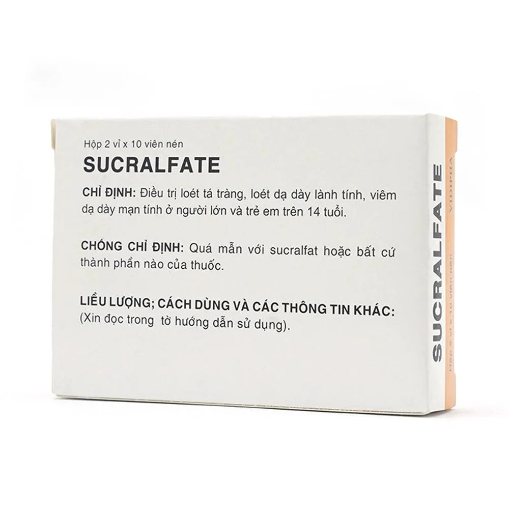 Hình ảnh Thuốc Sucralfate Vidipha điều trị loét tá tràng - dạ dày (2 vỉ x 10 viên)