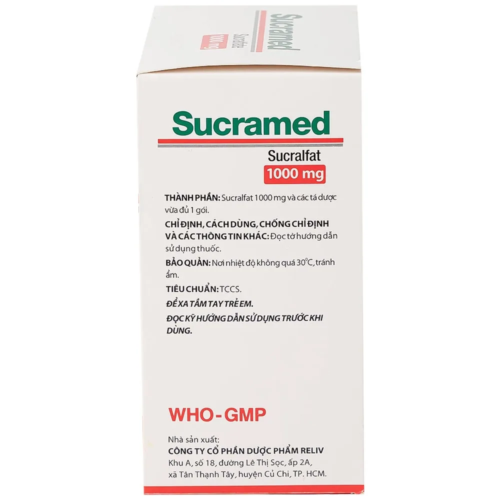 Hình ảnh Thuốc cốm pha hỗn dịch uống Sucramed Sucralfat 1000mg Reliv điều trị loét dạ dày và tá tràng (30 gói)