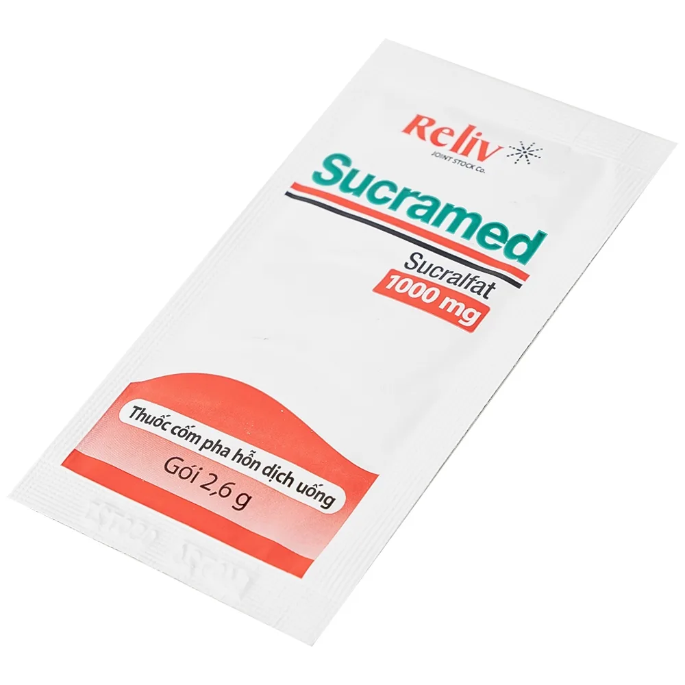 Hình ảnh Thuốc cốm pha hỗn dịch uống Sucramed Sucralfat 1000mg Reliv điều trị loét dạ dày và tá tràng (30 gói)