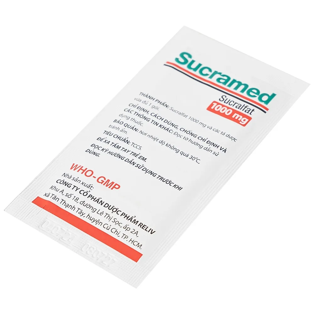 Hình ảnh Thuốc cốm pha hỗn dịch uống Sucramed Sucralfat 1000mg Reliv điều trị loét dạ dày và tá tràng (30 gói)