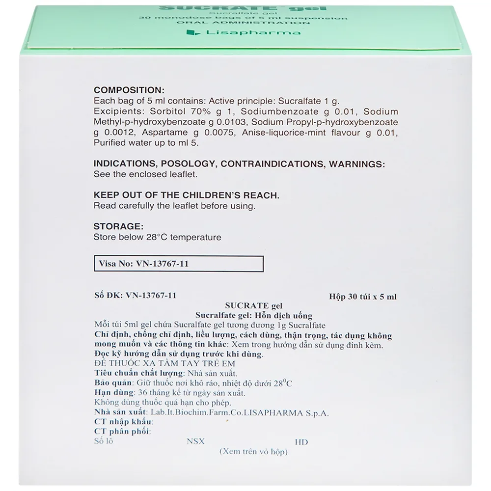 Hình ảnh Hỗn dịch Sucrate Gel Istituto Biochimico Italiano điều trị loét dạ dày - tá tràng (30 gói x 5ml)