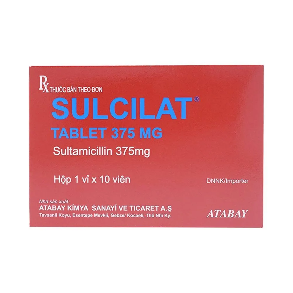 Hình ảnh Thuốc Sulcilat Tablet 375mg Atabay điều trị các bệnh nhiễm khuẩn hô hấp (1 vỉ x 10 viên)