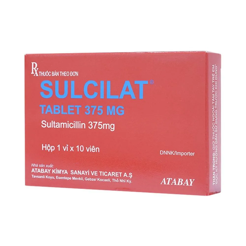Hình ảnh Thuốc Sulcilat Tablet 375mg Atabay điều trị các bệnh nhiễm khuẩn hô hấp (1 vỉ x 10 viên)