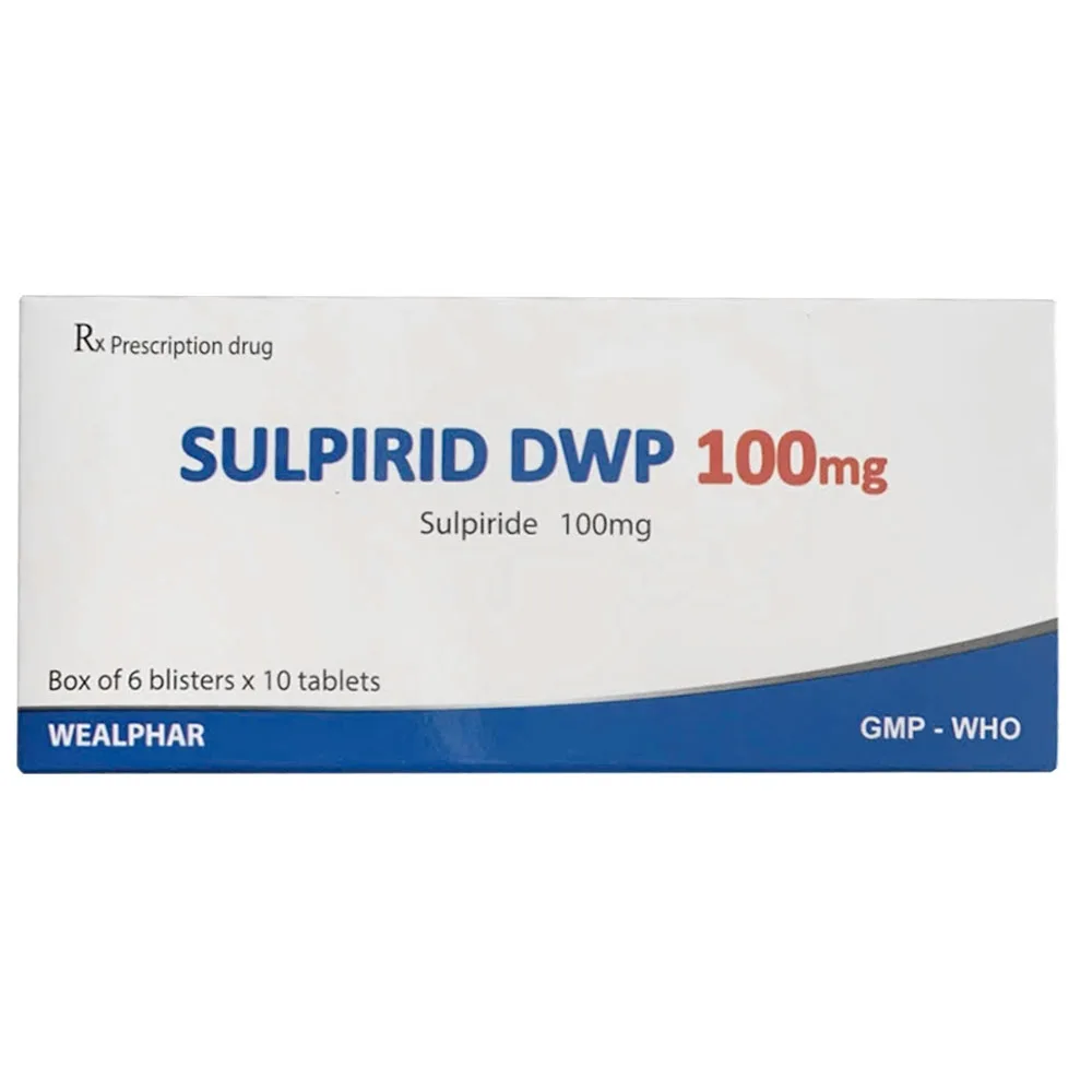 Hình ảnh Thuốc Sulpirid Dwp 100mg Wealphar điều trị ngắn hạn các triệu chứng lo âu ở người lớn (6 vỉ x 10 viên)
