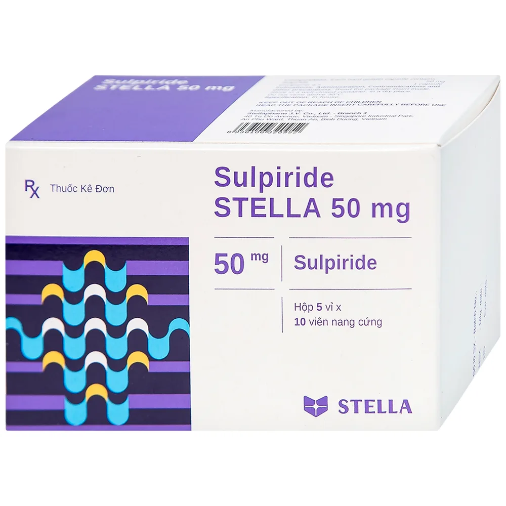 Hình ảnh Thuốc Sulpiride Stella 50mg điều trị chứng lo âu (5 vỉ x 10 viên)