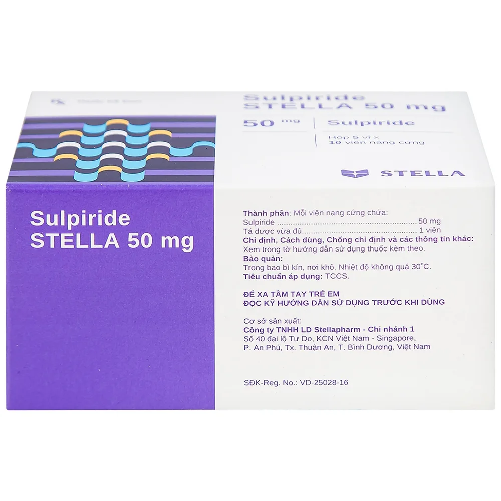 Hình ảnh Thuốc Sulpiride Stella 50mg điều trị chứng lo âu (5 vỉ x 10 viên)