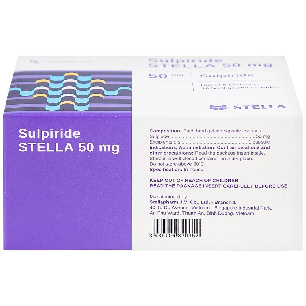 Hình ảnh Thuốc Sulpiride Stella 50mg điều trị chứng lo âu (5 vỉ x 10 viên)