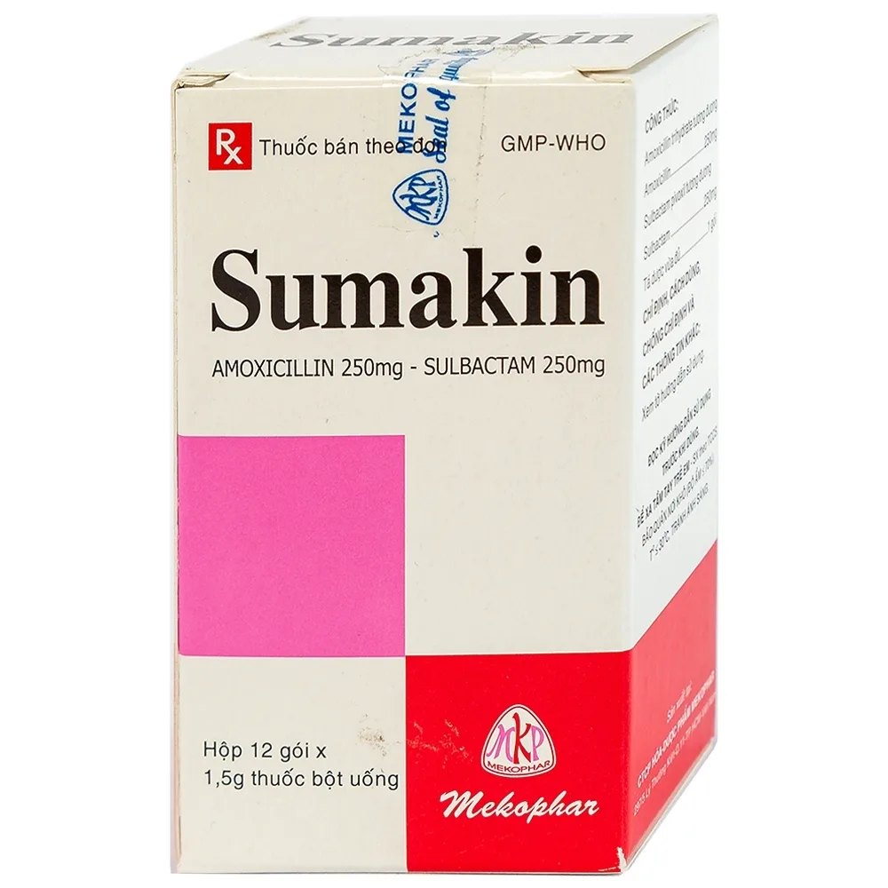 Hình ảnh Bột uống Sumakin Mekophar điều trị nhiễm khuẩn miệng và đường hô hấp (12 gói x 1.5g)