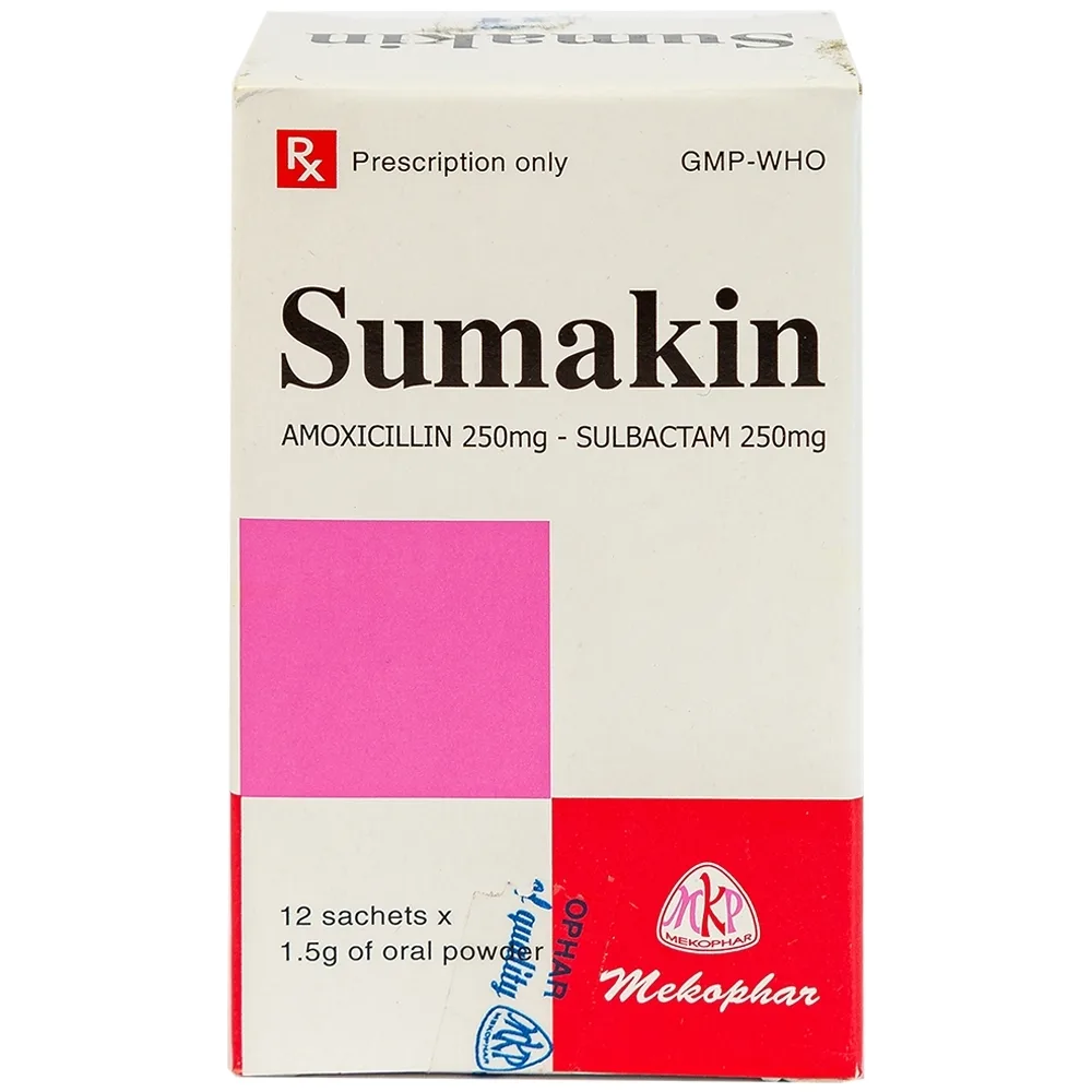 Hình ảnh Bột uống Sumakin Mekophar điều trị nhiễm khuẩn miệng và đường hô hấp (12 gói x 1.5g)