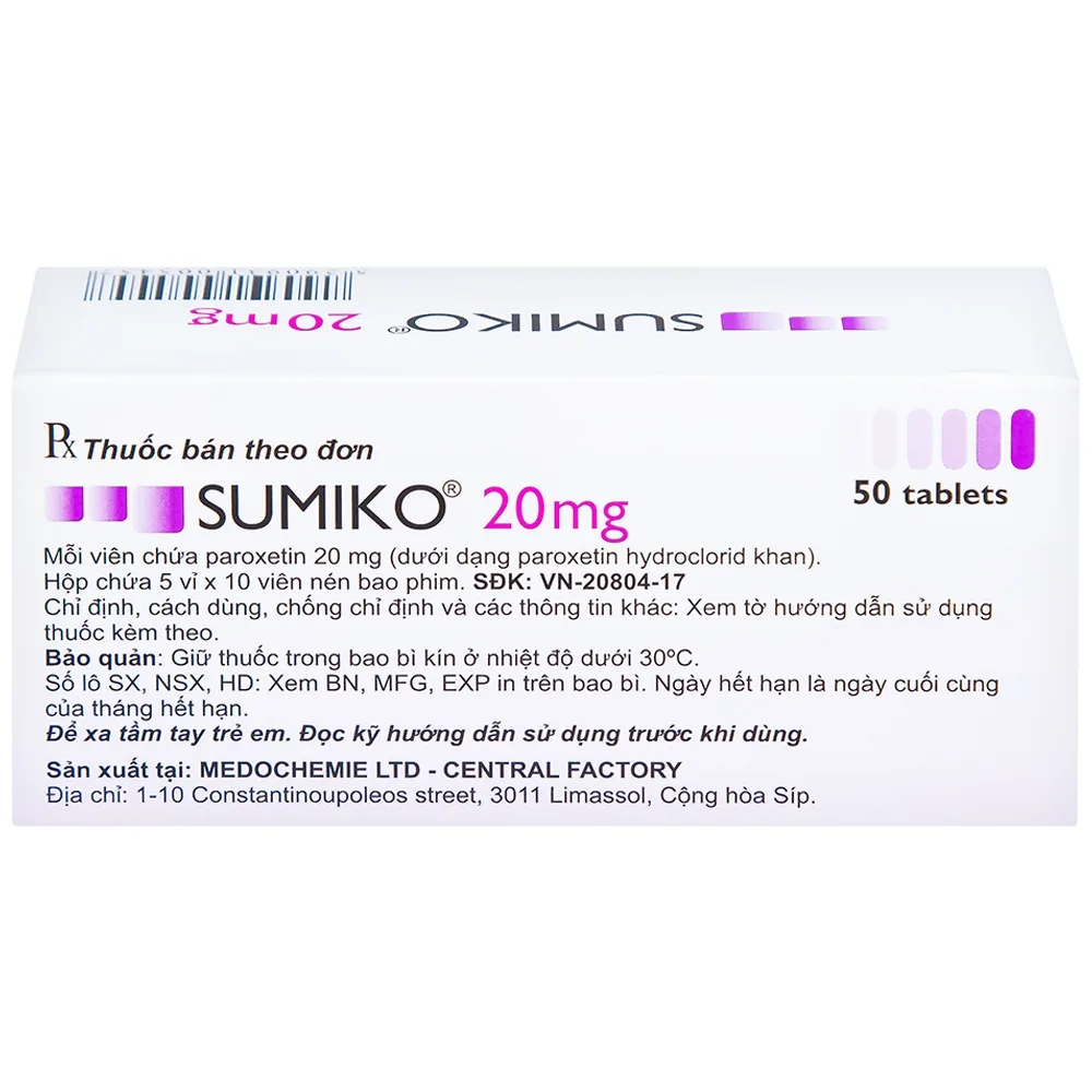 Hình ảnh Thuốc Sumiko 20mg Medochemie điều trị bệnh trầm cảm (5 vỉ x 10 viên)