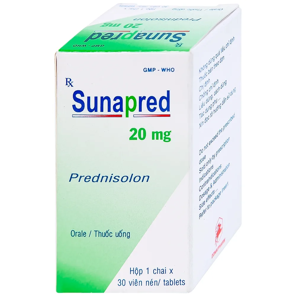 Hình ảnh Thuốc Sunapred 20mg Donaipharm chống viêm, chống dị ứng (30 viên) 