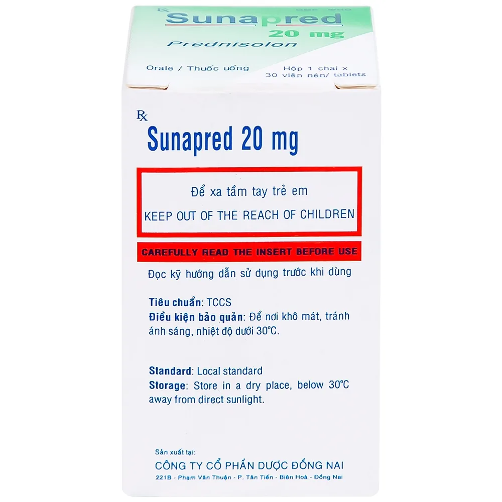 Hình ảnh Thuốc Sunapred 20mg Donaipharm chống viêm, chống dị ứng (30 viên) 
