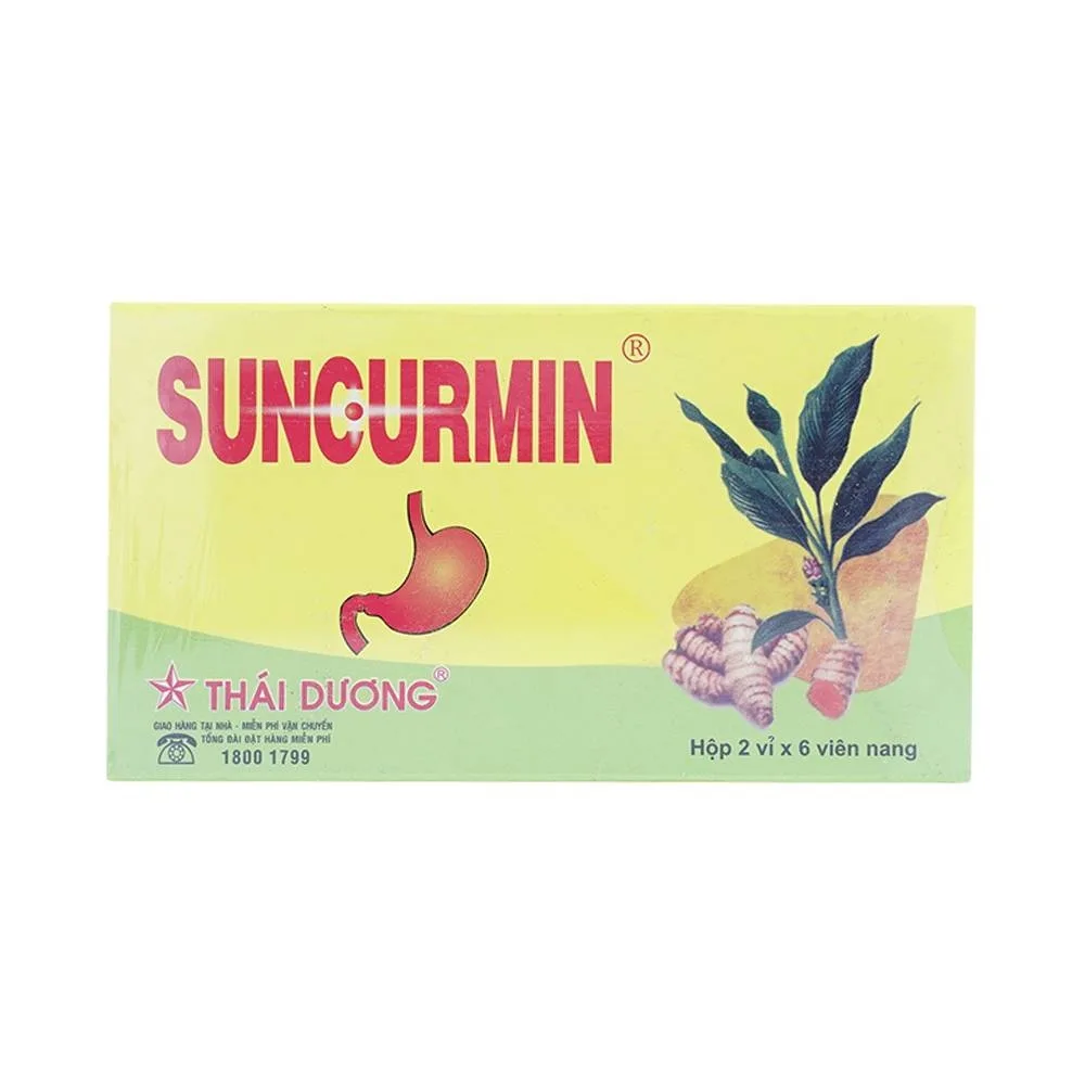 Hình ảnh Thuốc Suncurmin Sao Thái Dương điều trị viêm loét dạ dày, hành tá tràng (2 vỉ x 6 viên)