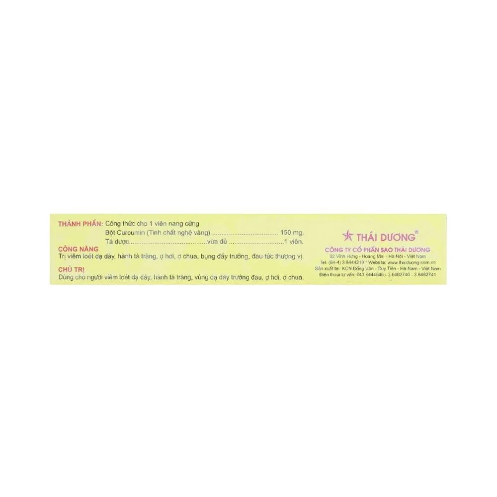 Hình ảnh Thuốc Suncurmin Sao Thái Dương điều trị viêm loét dạ dày, hành tá tràng (2 vỉ x 6 viên)