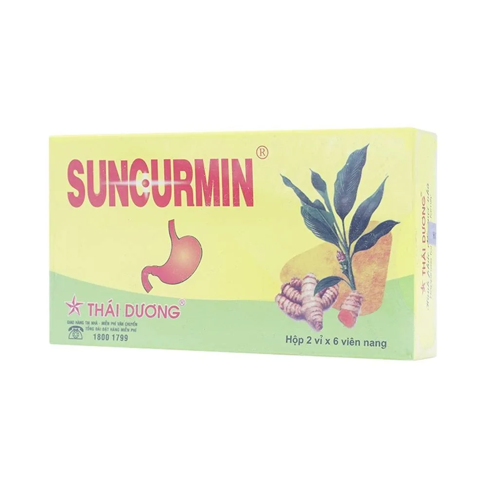 Hình ảnh Thuốc Suncurmin Sao Thái Dương điều trị viêm loét dạ dày, hành tá tràng (2 vỉ x 6 viên)