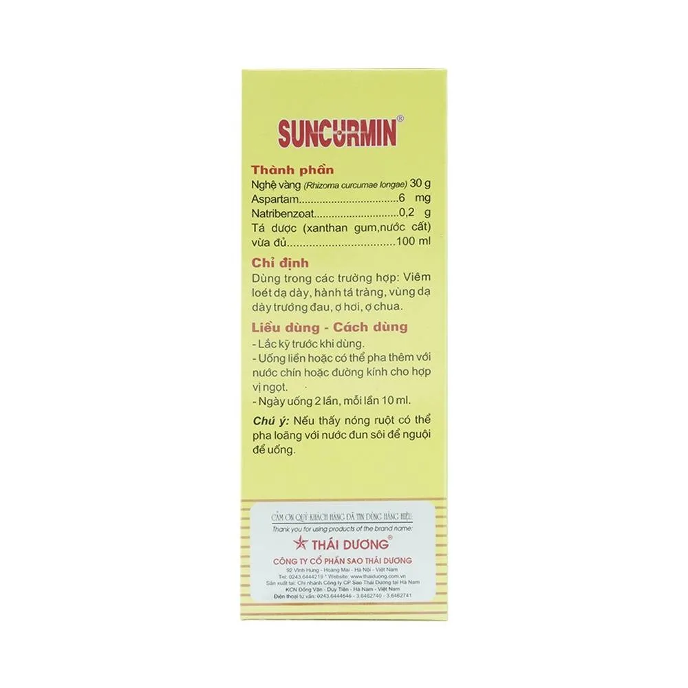 Hình ảnh Dung dịch Suncurmin Sao Thái Dương điều trị viêm loét dạ dày, hành tá tràng (100ml)
