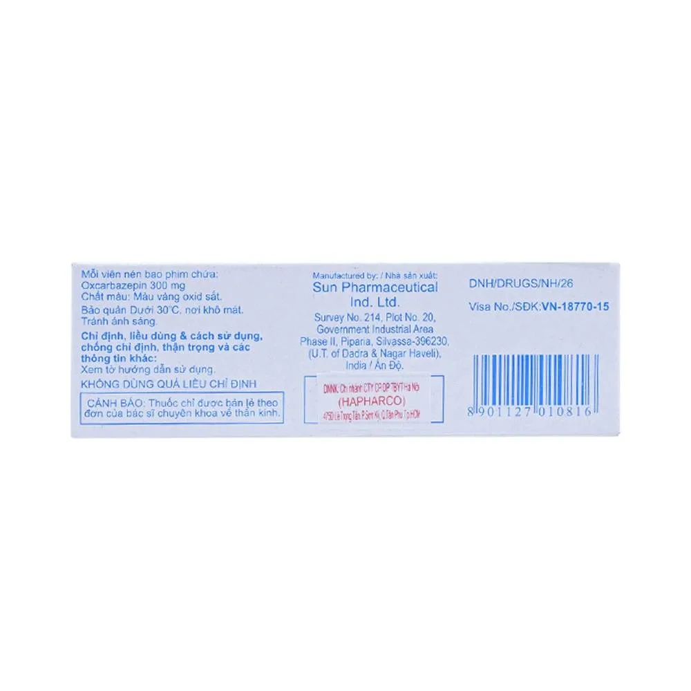 Hình ảnh Thuốc Sunoxitol 300 Sun Pharma điều trị động kinh cục bộ (5 vỉ x 10 viên)