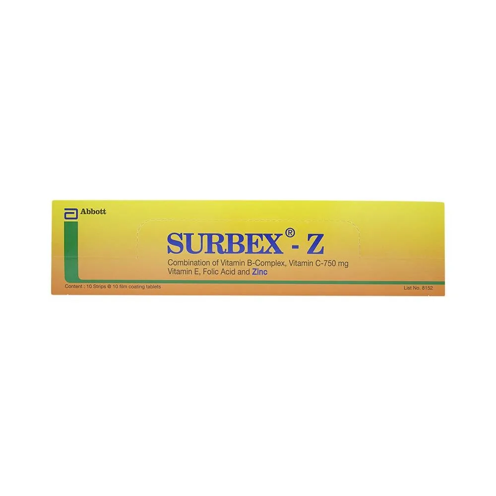 Hình ảnh Thuốc Surbex-Z Abbott điều trị chứng thiếu các vitamin nhóm B, vitamin C và kẽm (10 vỉ x 10 viên)