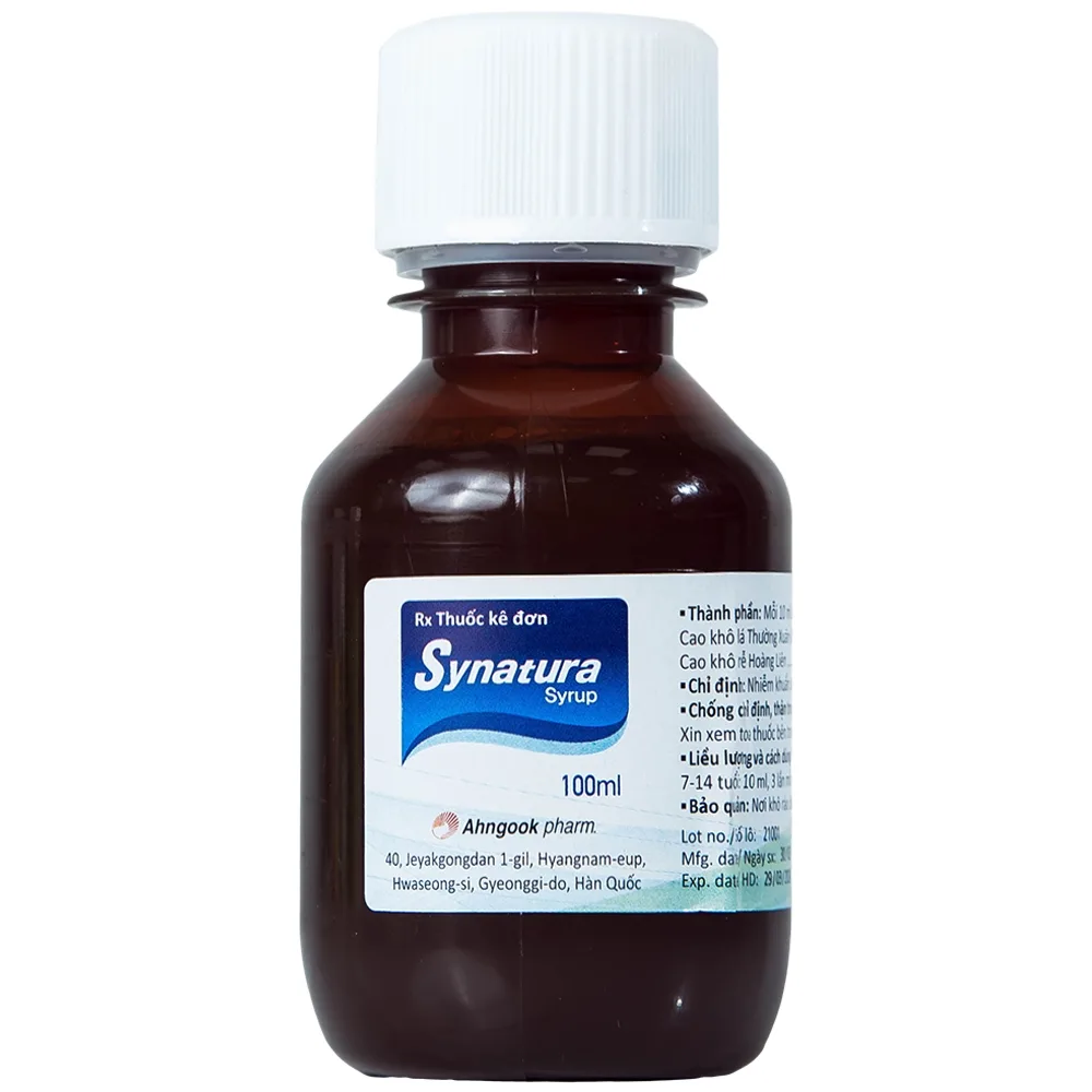 Hình ảnh Siro Synatura Ahngook điều trị nhiễm khuẩn hô hấp, viêm phế quản (100ml)